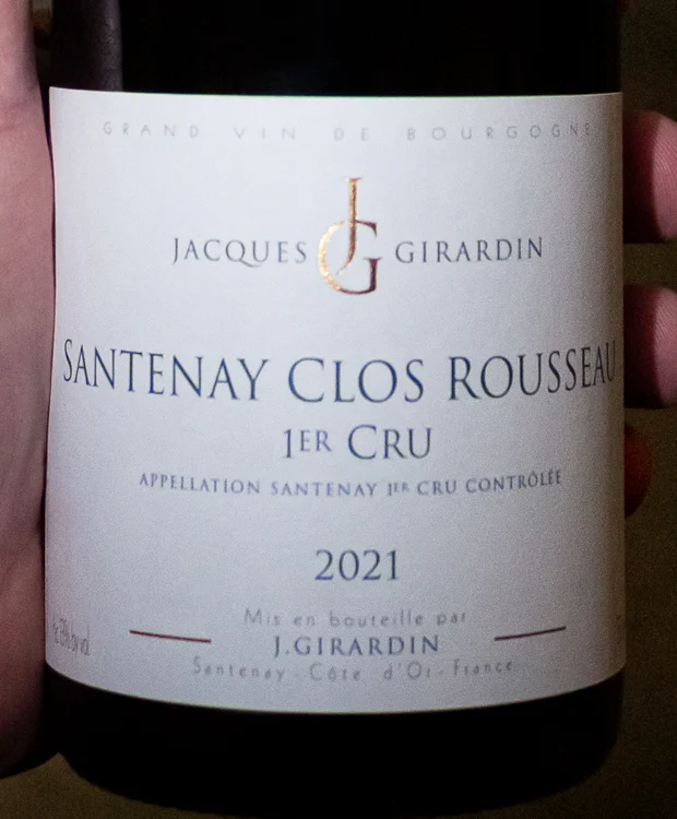 Domaine Jacques Girardin Santenay Premier Cru Clos Rousseau 2021 - Image 2