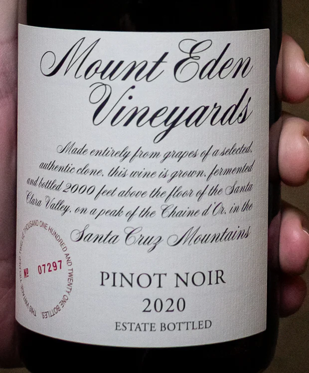 Mount Eden Vineyards Pinot Noir Estate Santa Cruz Mountains 2020 - Image 2